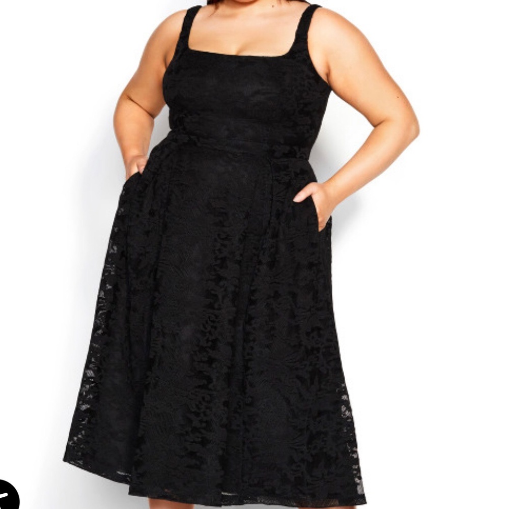 City Chic Black Midi Dress - Picture 2 of 12